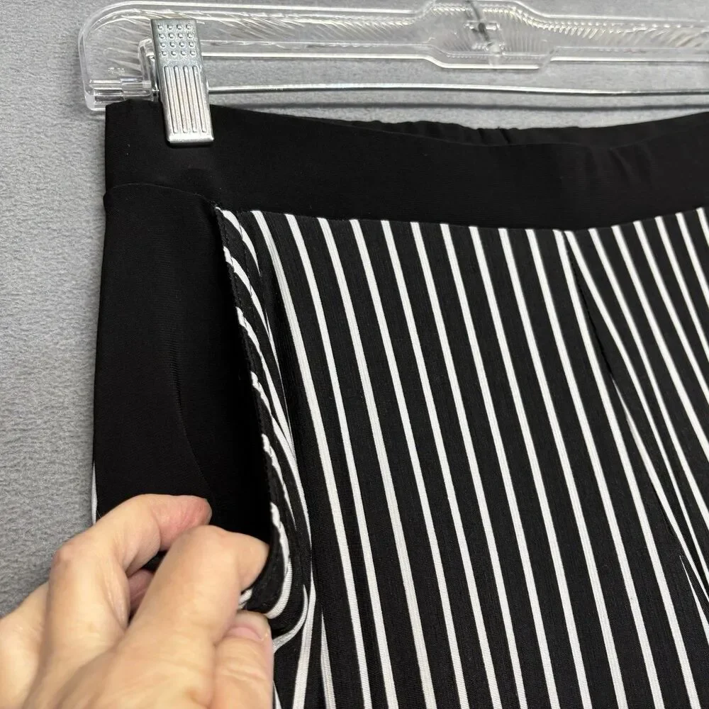 Joseph Ribkoff Size 4‎ Striped Wide Leg Pants Black White Pull On Pockets